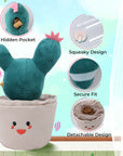 Cactus Plush Squeaky Slow Feeder Dog Toy