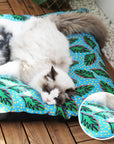 Hawaiian Leaf Pattern Waterproof Dog & Cat Mat – Durable & Large Pet Bed