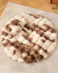 Faux Fur Round Dog & Cat Mat with Pillow – Warmth-Retaining & Cozy