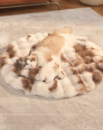 Faux Fur Round Dog & Cat Mat with Pillow – Warmth-Retaining & Cozy