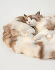 Faux Fur Round Dog & Cat Mat with Pillow – Warmth-Retaining & Cozy
