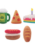 Plush Pizza & Hot Dog Shaped Squeaky Dog Chew Toy