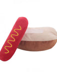 Plush Pizza & Hot Dog Shaped Squeaky Dog Chew Toy