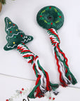 Christmas Linen Cotton Rope Teeth Cleaning Interactive Plush Dog Toy
