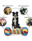 Rainbow Dumbbell Dog Toy – Squeaky, Durable & Rope Interactive