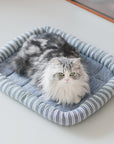 Stylish Striped Cooling Ice Silk Dog & Cat Bed Mat – Soft, Comfortable & Cooling