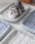 Stylish Striped Cooling Ice Silk Dog & Cat Bed Mat – Soft, Comfortable & Cooling