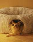2-in-1 Foldable Soft Round Cat Tunnel Bed
