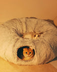 2-in-1 Foldable Soft Round Cat Tunnel Bed