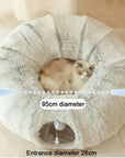 2-in-1 Foldable Soft Round Cat Tunnel Bed