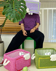 Colorful Little Monster Striped Foldable Storage Basket – Fun & Practical