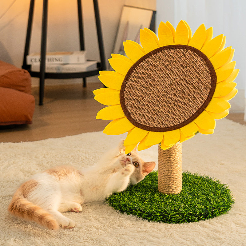 Sunflower Sisal Cat Scratcher – Durable with Natural Grass Base