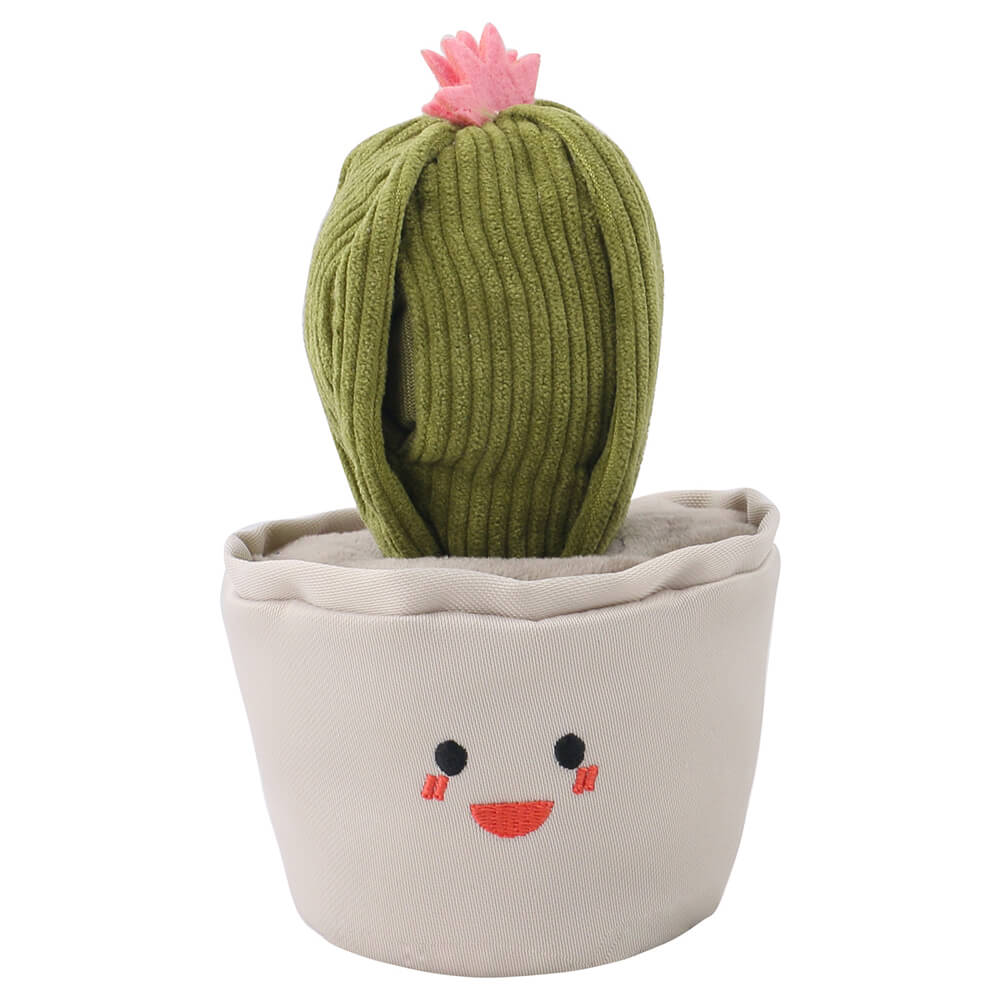 Cactus Plush Squeaky Slow Feeder Dog Toy