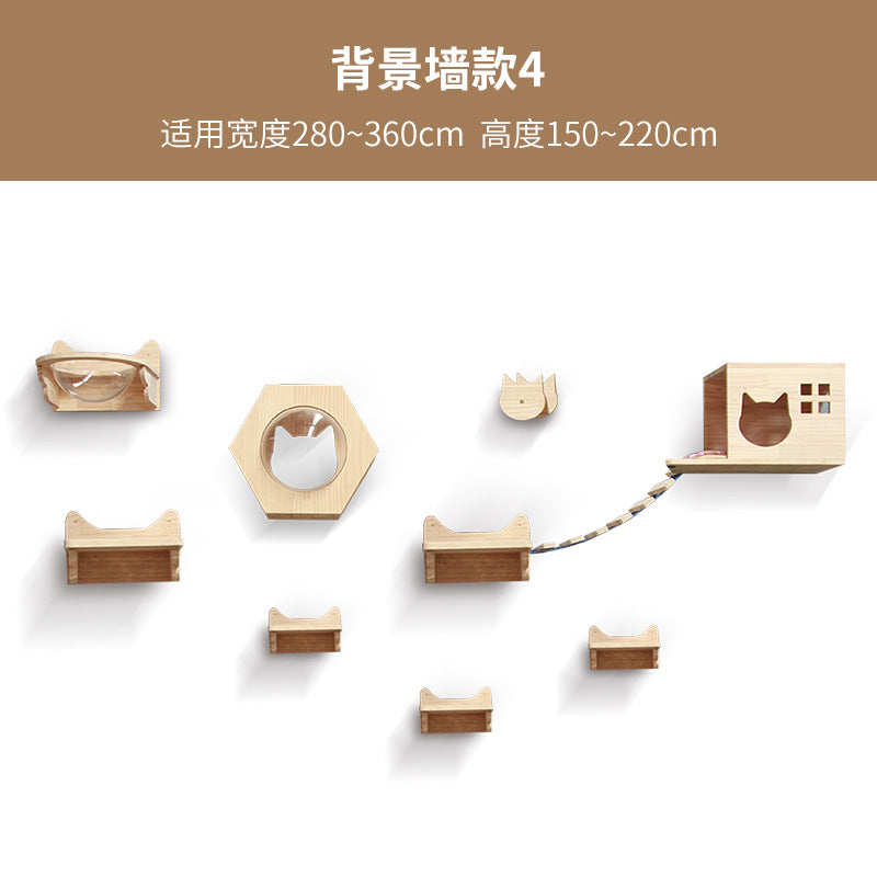 Wall-Mounted Cat Tree – Solid Wood Climber with Nest &amp; Capsule