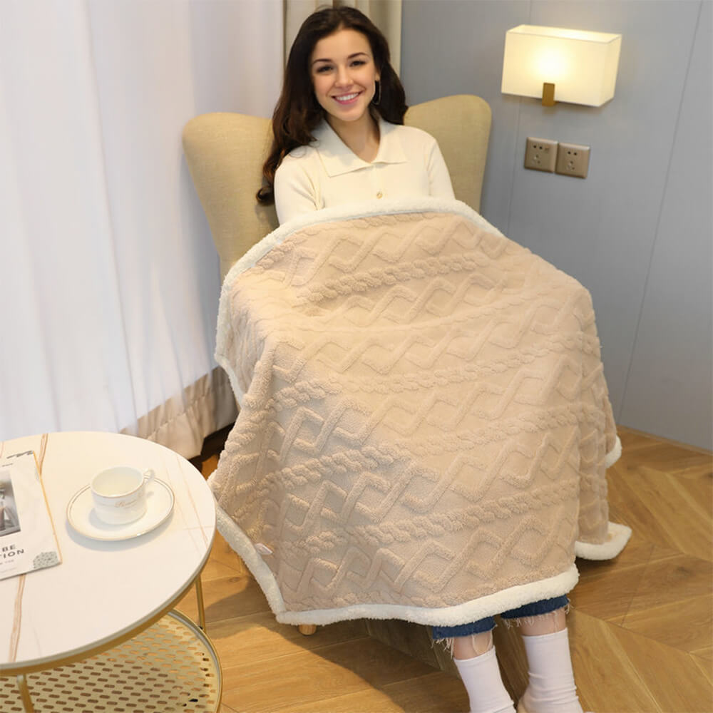 Fluffy Sherpa Fleece Shawl Throw Blanket – Cozy &amp; Multi-Purpose Nap Blanket