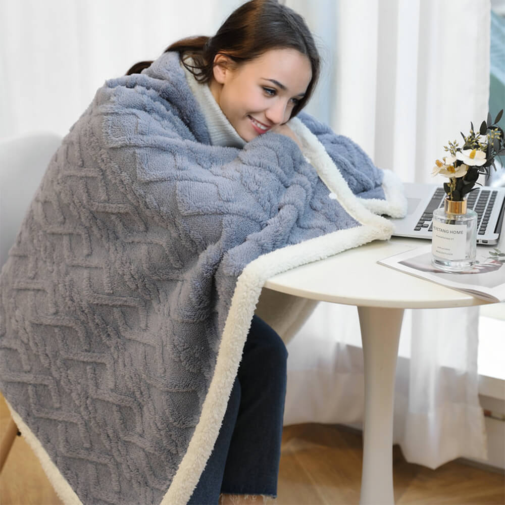 Fluffy Sherpa Fleece Shawl Throw Blanket – Cozy &amp; Multi-Purpose Nap Blanket