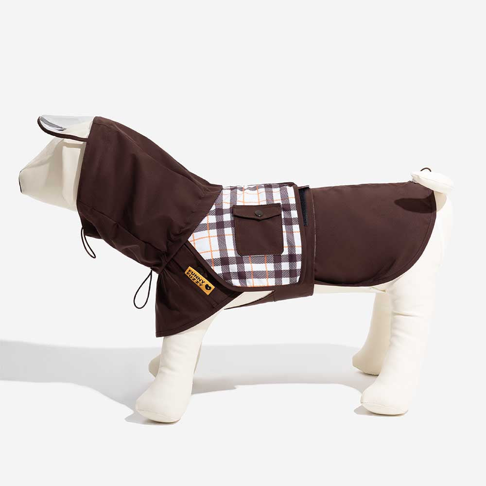 Waterproof Vintage Plaid Adjustable Dog Raincoat - All-Weather Protection - Pawhearth