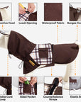 Waterproof Vintage Plaid Adjustable Dog Raincoat - All-Weather Protection - Pawhearth