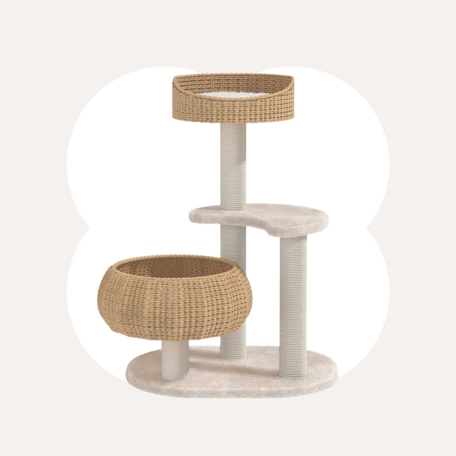 Sleeping in the Bowl Cat Tree - Pawhearth