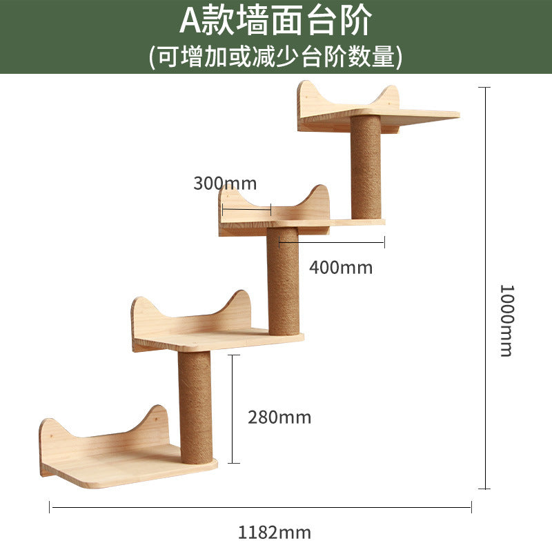 Wall-Mounted Cat Tree – Solid Wood Climber with Nest &amp; Capsule