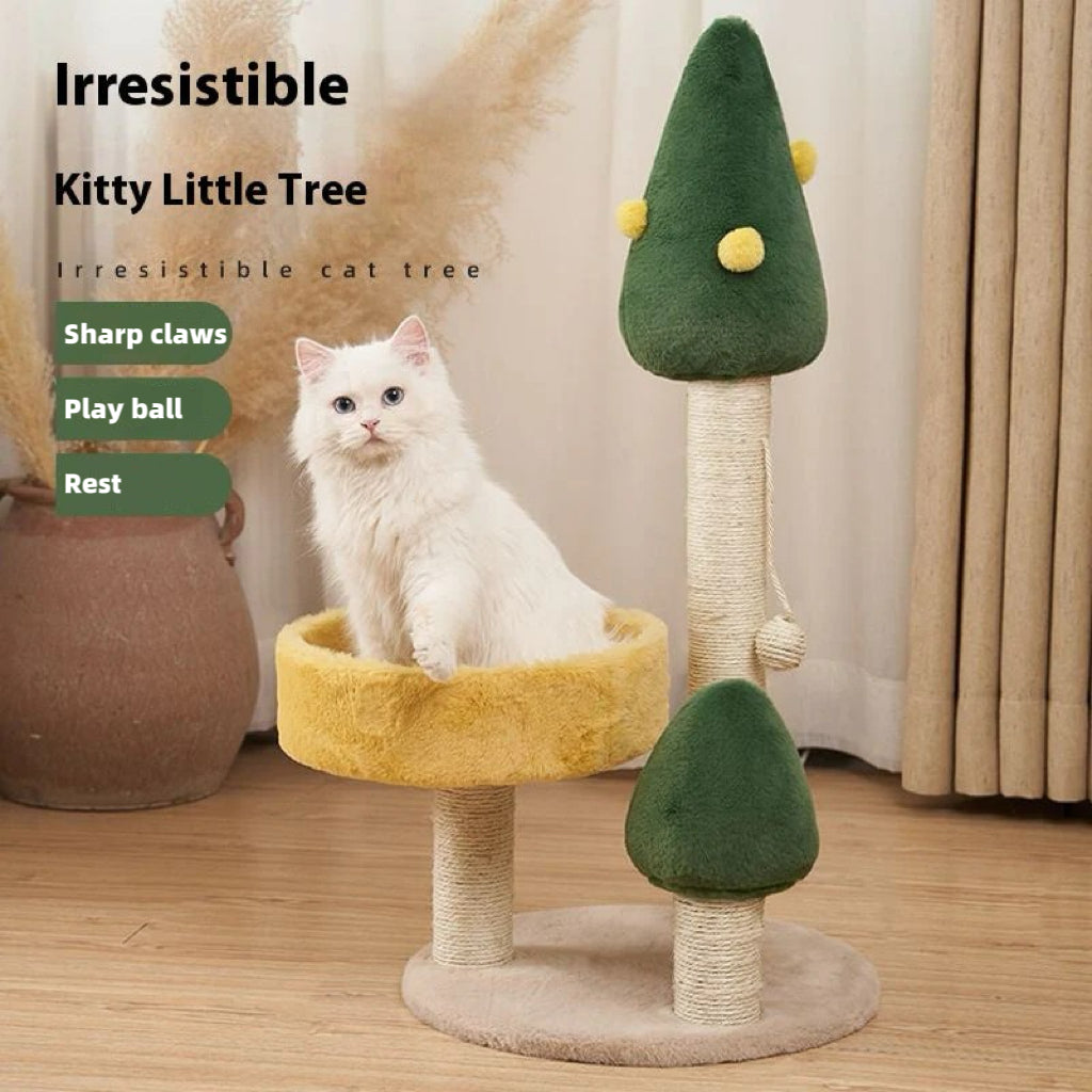 Multi-Level Cat Climbing Tower with Nest, Scratching Poles &amp; Toys – All-Season Design