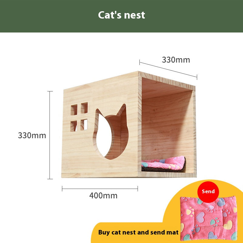 Cat climbing frame wall-mounted solid wood wall-mounted cat nest cat tree integrated cat climber space capsule non-occupied Wall-mounted cat climbing column