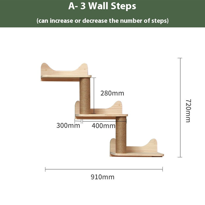 Cat climbing frame wall-mounted solid wood wall-mounted cat nest cat tree integrated cat climber space capsule non-occupied Wall-mounted cat climbing column