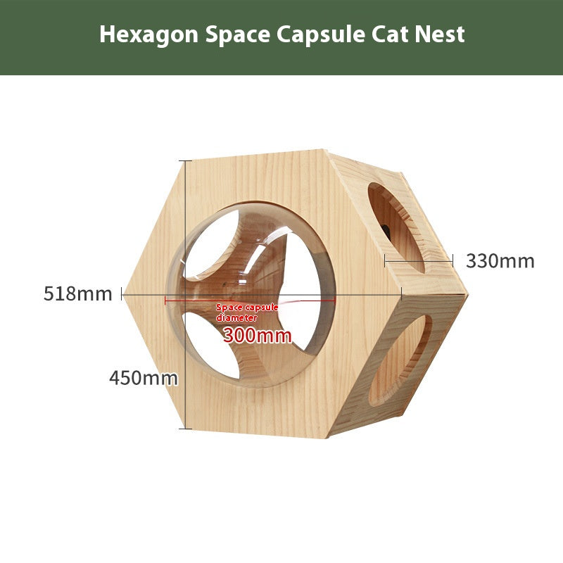 Cat climbing frame wall-mounted solid wood wall-mounted cat nest cat tree integrated cat climber space capsule non-occupied Wall-mounted cat climbing column