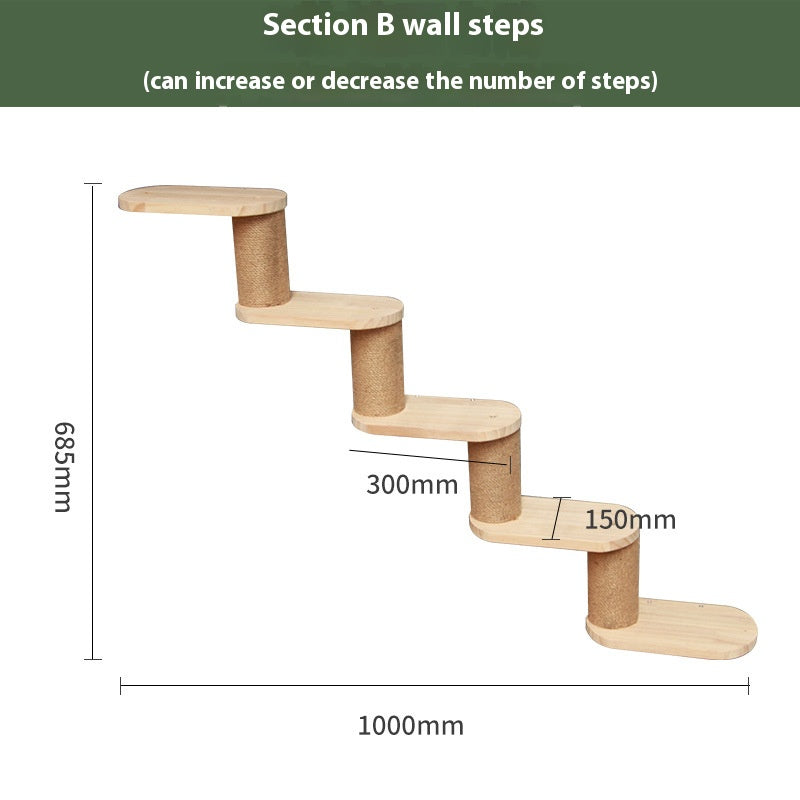 Cat climbing frame wall-mounted solid wood wall-mounted cat nest cat tree integrated cat climber space capsule non-occupied Wall-mounted cat climbing column