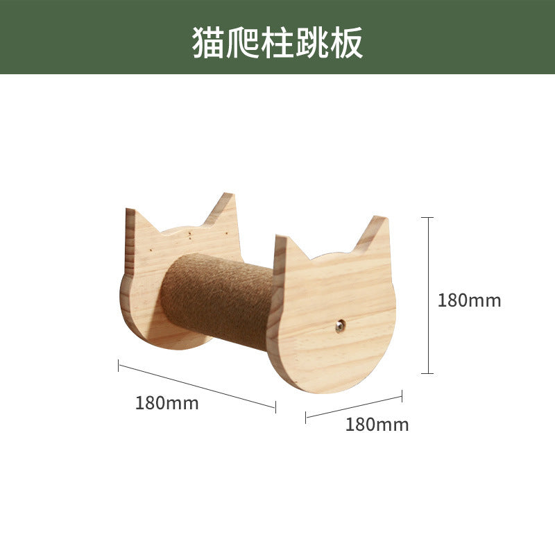 Cat climbing frame wall-mounted solid wood wall-mounted cat nest cat tree integrated cat climber space capsule non-occupied Wall-mounted cat climbing column
