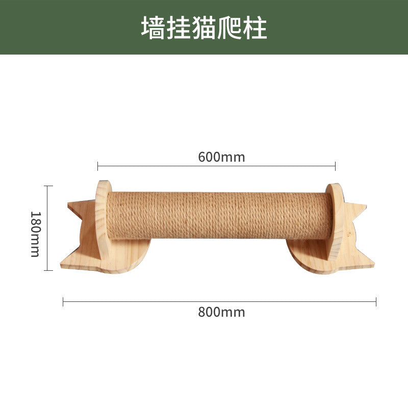 Wall-Mounted Cat Tree – Solid Wood Climber with Nest &amp; Capsule