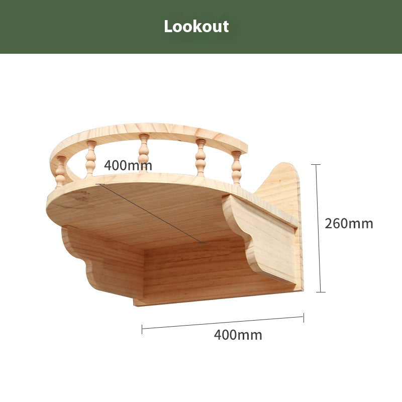 Cat climbing frame wall-mounted solid wood wall-mounted cat nest cat tree integrated cat climber space capsule non-occupied Wall-mounted cat climbing column
