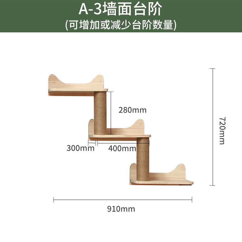 Wall-Mounted Cat Tree – Solid Wood Climber with Nest &amp; Capsule