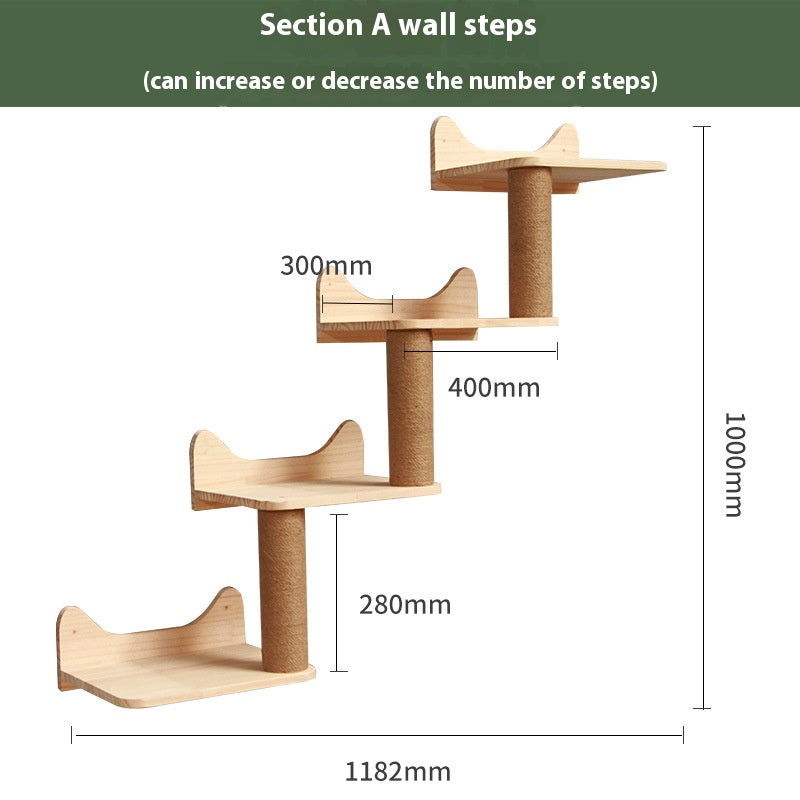 Cat climbing frame wall-mounted solid wood wall-mounted cat nest cat tree integrated cat climber space capsule non-occupied Wall-mounted cat climbing column