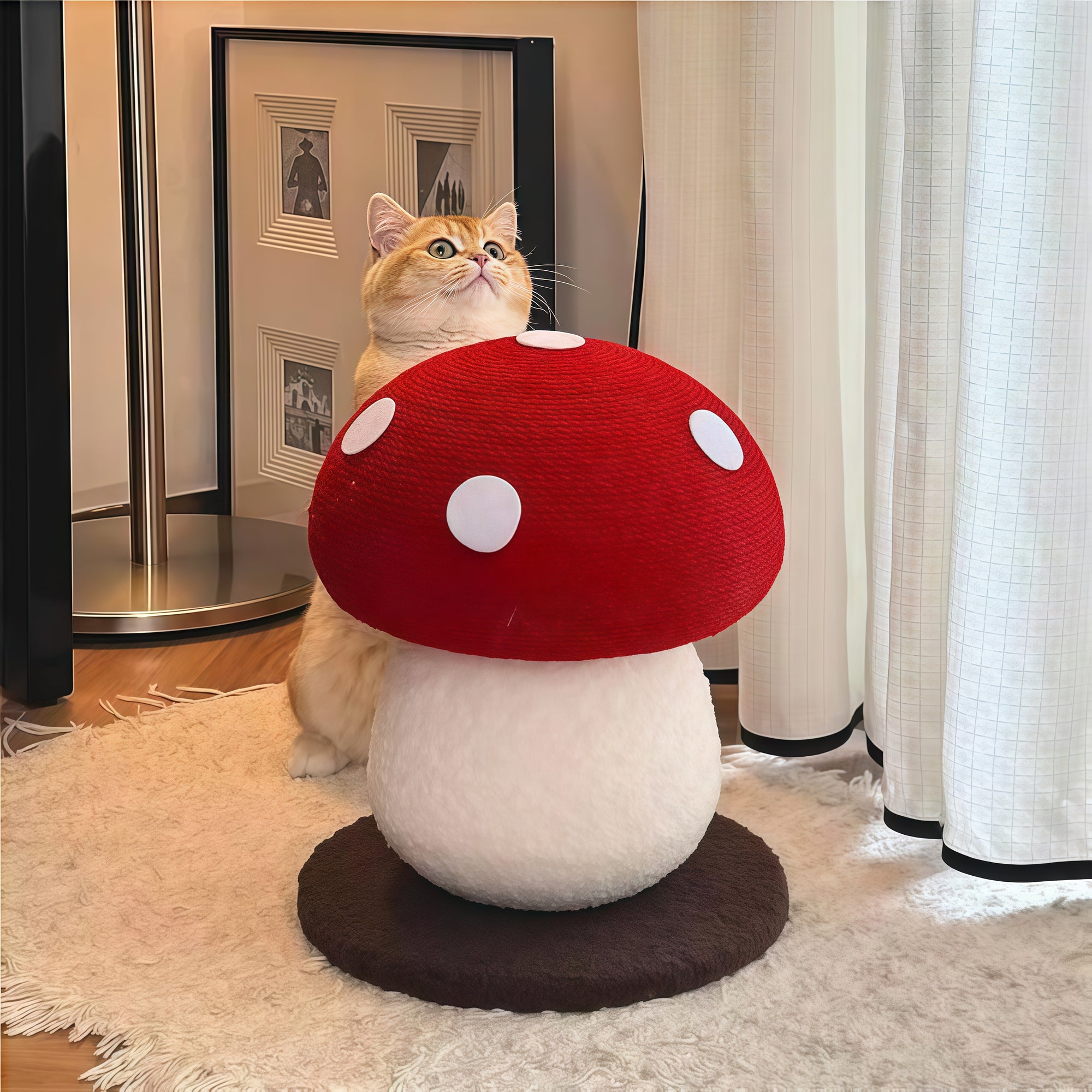Mushroom Cat Claw Post - Hemp Wrap, Small and Medium-sized Cats, No Assembly Required🍄🍄 - Pawhearth