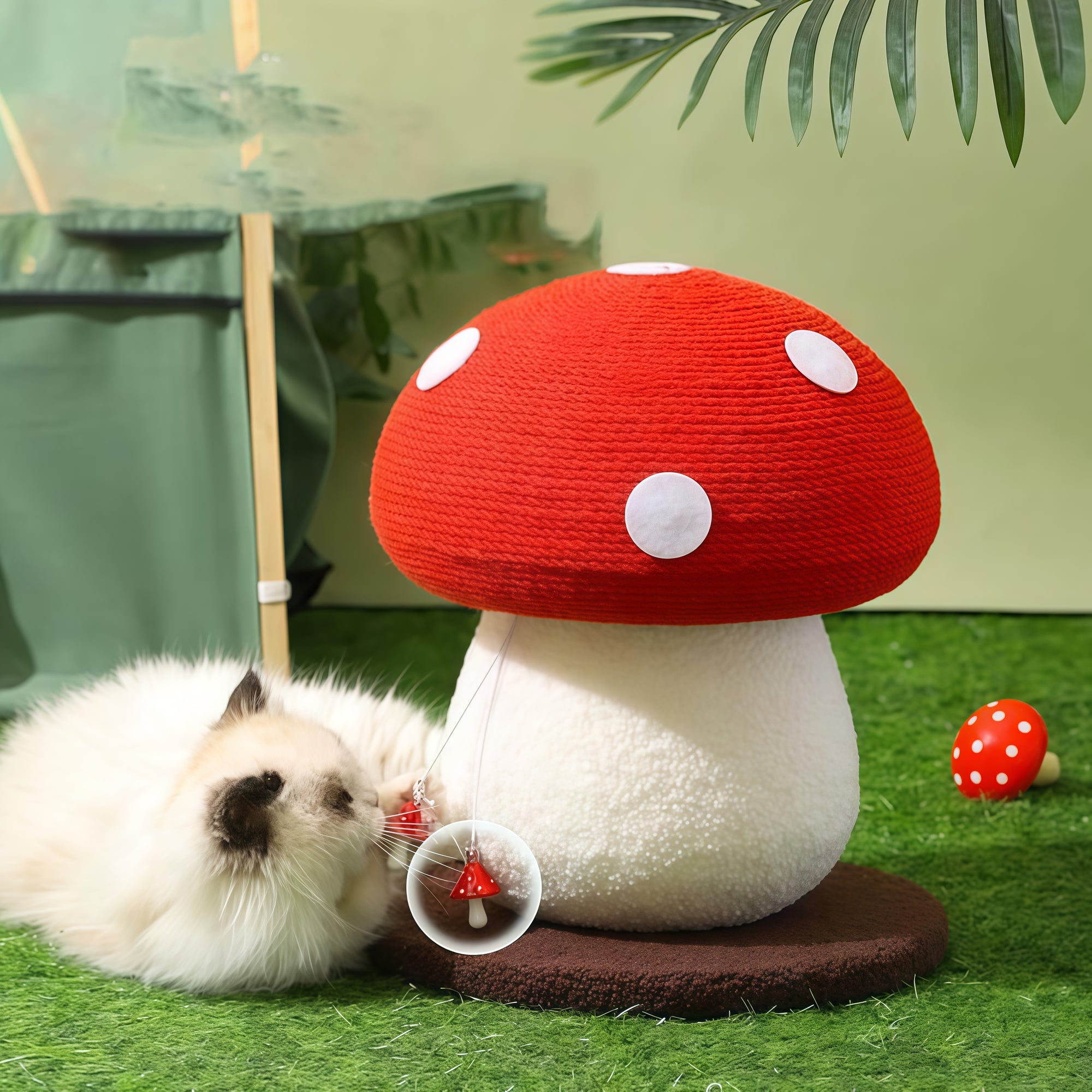 Mushroom Cat Claw Post - Hemp Wrap, Small and Medium-sized Cats, No Assembly Required🍄🍄 - Pawhearth