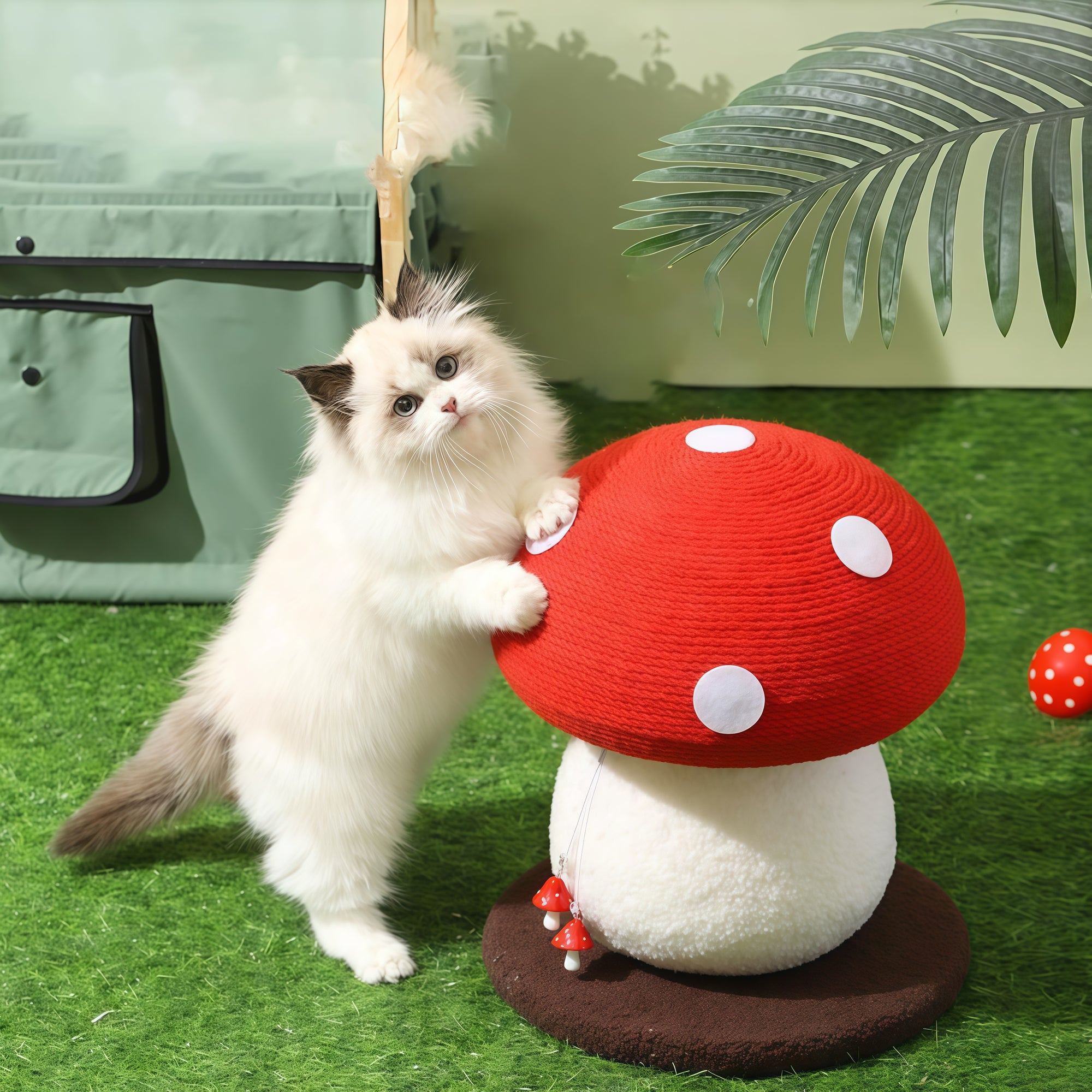 Mushroom Cat Claw Post - Hemp Wrap, Small and Medium-sized Cats, No Assembly Required🍄🍄 - Pawhearth