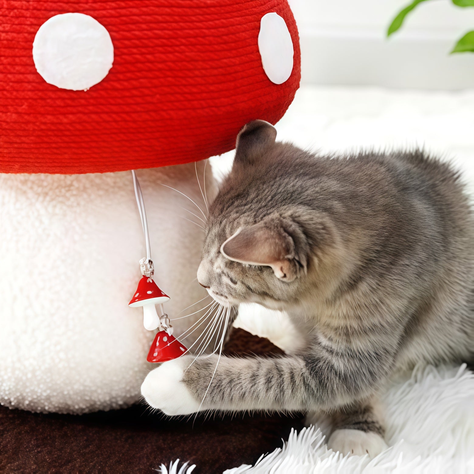 Mushroom Cat Claw Post - Hemp Wrap, Small and Medium-sized Cats, No Assembly Required🍄🍄 - Pawhearth