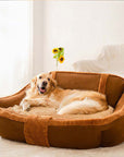 Vintage Large Cozy Calming Sofa Dog Bed