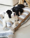 Deluxe-Hundebett aus gestreiftem Plüsch mit Kissen