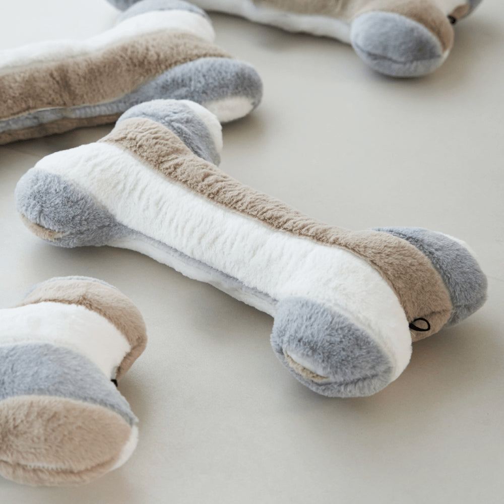 Deluxe-Hundebett aus gestreiftem Plüsch mit Kissen