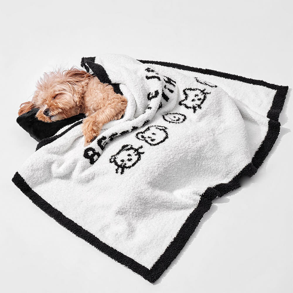 Reversible Black &amp; White Printed Dog &amp; Cat Blanket – Dual-Sided Comfort