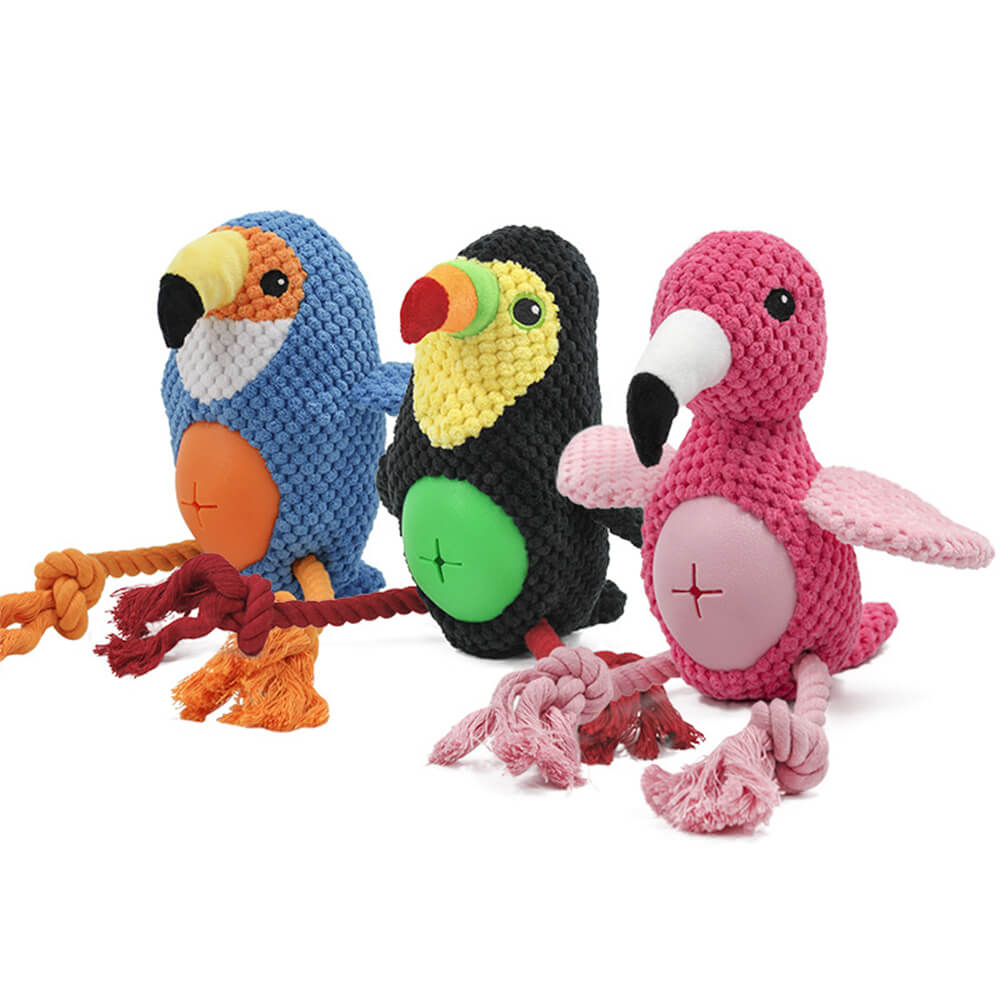 Flamingo &amp; Parrot Rope Dog Toy – Durable &amp; Interactive Chew