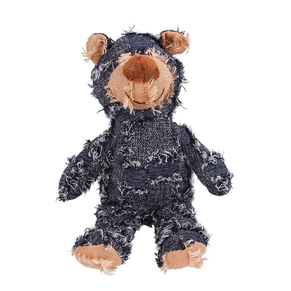 Rustic Denim Bear Dog Toy – Durable &amp; Squeaky Chew Toy