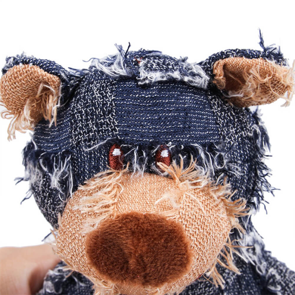 Rustic Denim Bear Dog Toy – Durable &amp; Squeaky Chew Toy