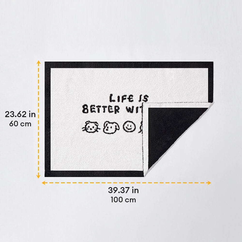Reversible Black &amp; White Printed Dog &amp; Cat Blanket – Dual-Sided Comfort