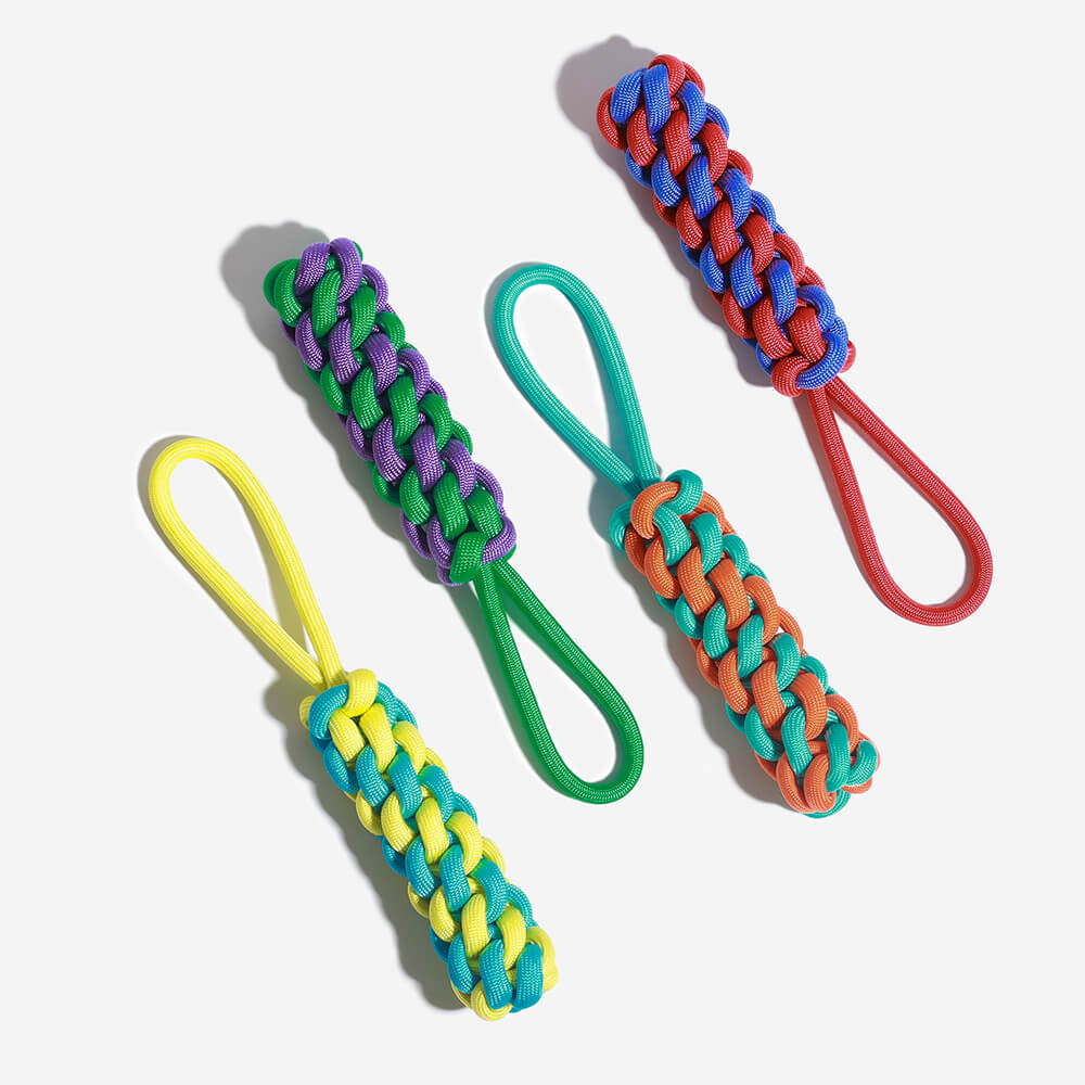 Braided Rope Stick Tug Dog Toy – Color Clash, Durable &amp; Interactive
