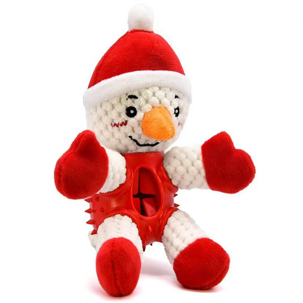Christmas Rubber Dog Toy – Squeaky &amp; Slow Feeder Doll