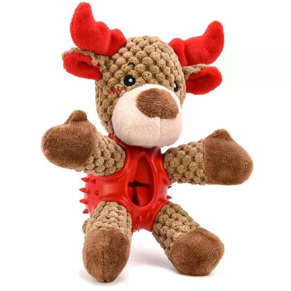 Christmas Rubber Dog Toy – Squeaky &amp; Slow Feeder Doll