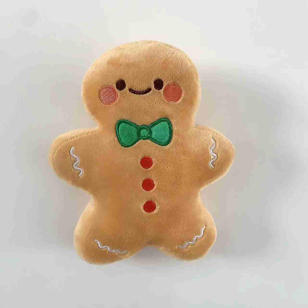 Christmas Gingerbread Man Plush Dog Toy – Interactive &amp; Fun for Playtime